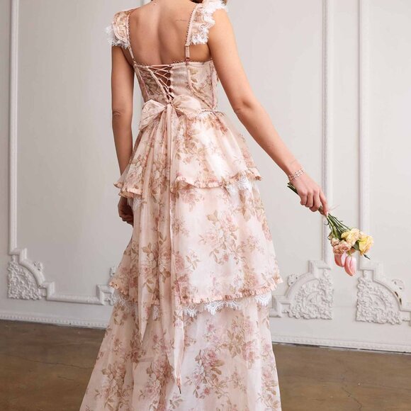 V.Chapman The Jolie Dress in Peach Tapestry - Picture 2 of 11